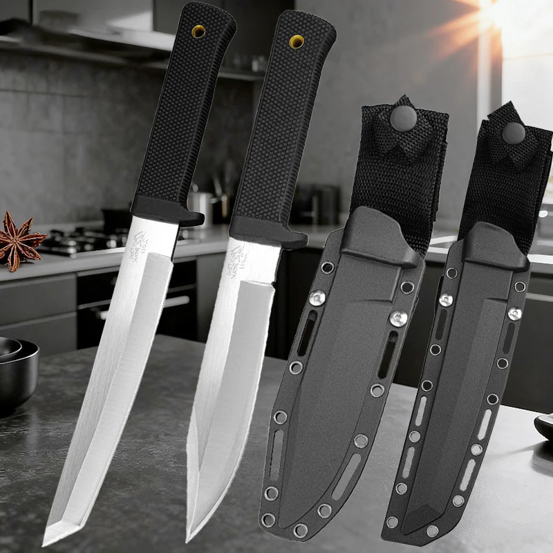 Professional kitchen knife set, black with sheath, stainless steel kitchen knife, kitchen boning knife for meat and fruit knife