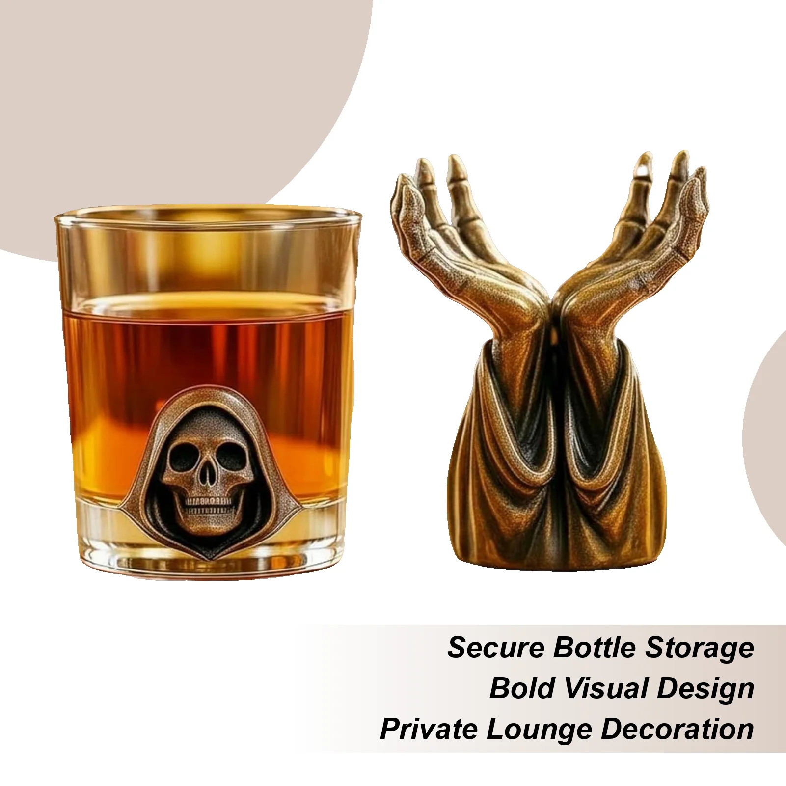 

Whiskey Rack Set Gothic Skeletal Hand Shape Whiskey Cup Rack Countertop Liquor Holder For Cabinet Sideboard Bourbon Whiskey
