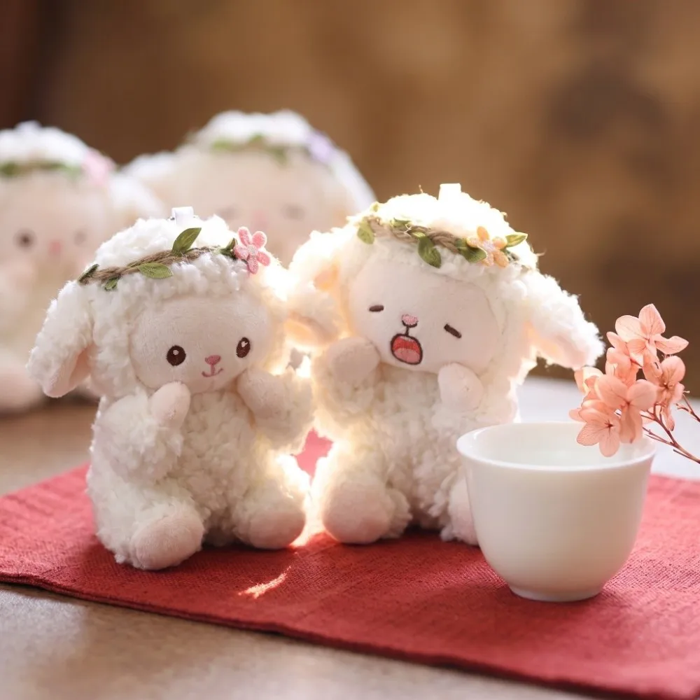 Wreath Flower Mini Sheep Plush Keychain Cartoon Lamb Sheep Plush Pendant Soft Sheep Soft Lamb Doll Ornament - view 3