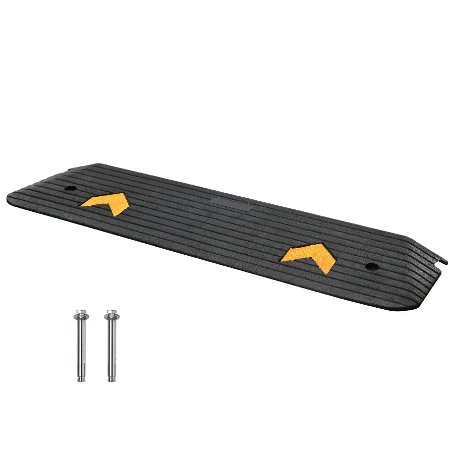 

Upgraded Rubber Threshold Ramp 1 Rise for Wheelchair and Scooter Natural Color Non-Slip Textured Surface High Load Capacity 330