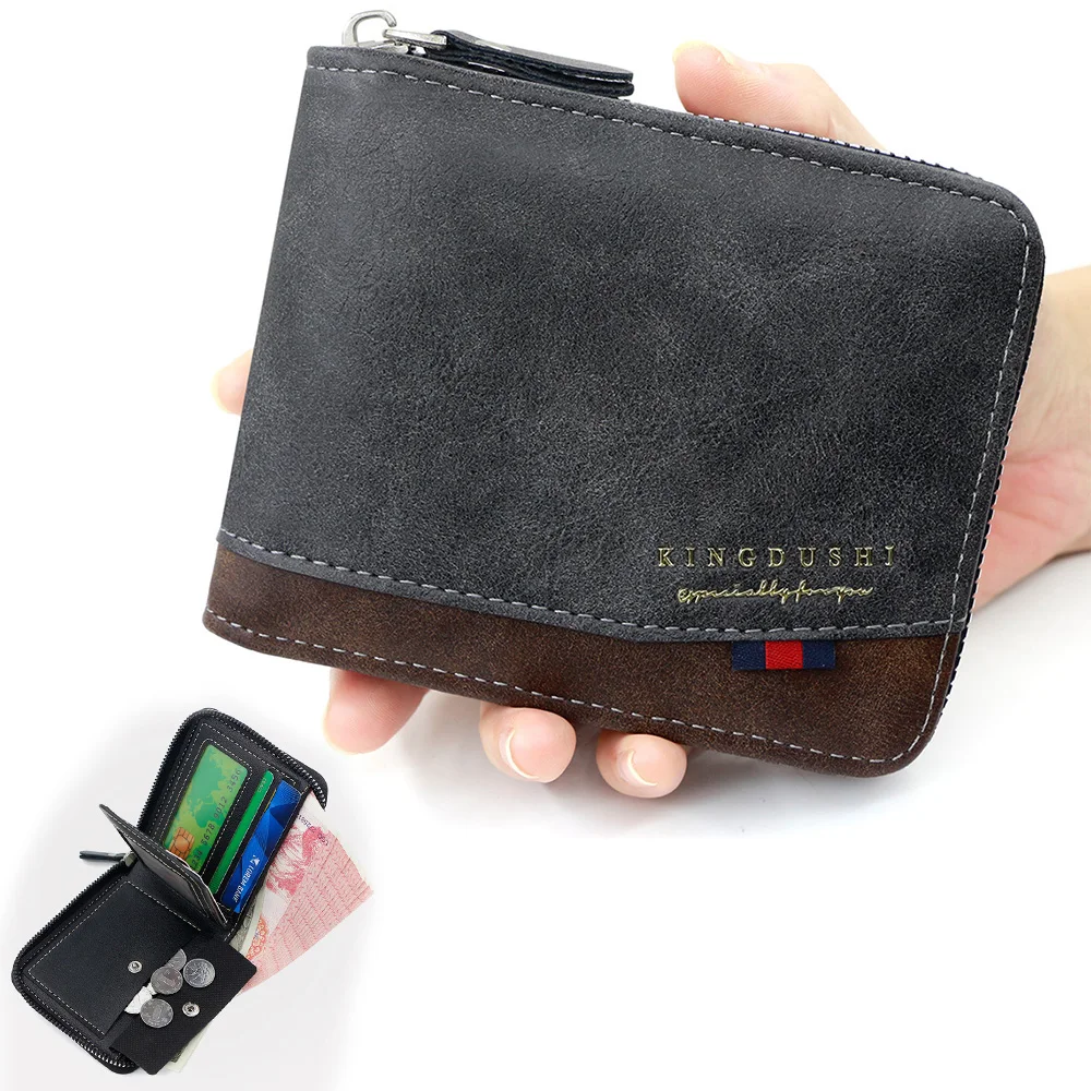 

New Zipper Men Wallets High Quality Card Bags Retro Male Coin Purses Big Capacity Card Holder Photo Holder Luxury Men's Wallet