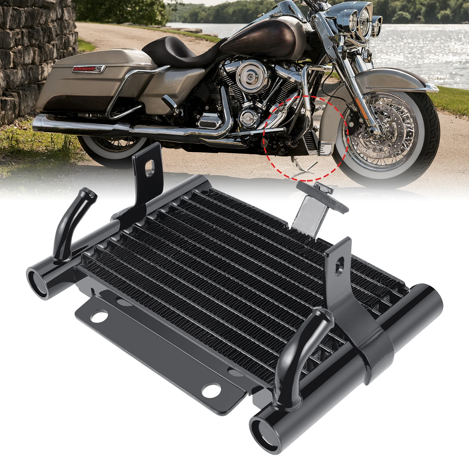 Motorcycle Oil Cooler Radiator Fit For Harley Touring Road King Electra Glide Street Glide Road Glide 2017-2023