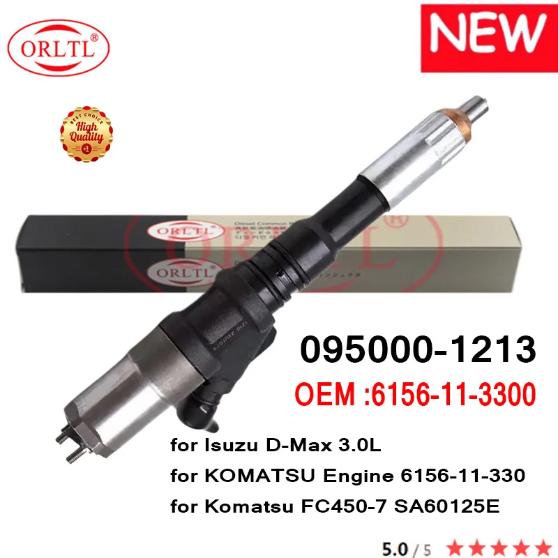 ORLTL NEW Diesel Engine Injector 095000 1213 095000-1213 0950001213 OEM 6156-11-3300 6156113300 For Isuzu KOMATSU Engine