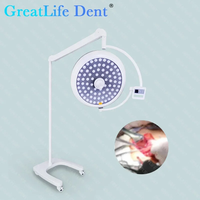 GreatLife Dent 60 Leds Floor Standing LED Shadowless Operating Lamp 180000 Lux Examination Light Dental Surgical Pets Lamp