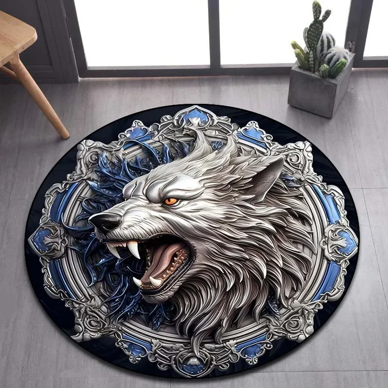 Viking Valknut Yggdrasil Tree of Life Round Area Rug,Carpet Rug for Living Room Bedroom Sofa Playroom Decor,Non-slip Floor Mat