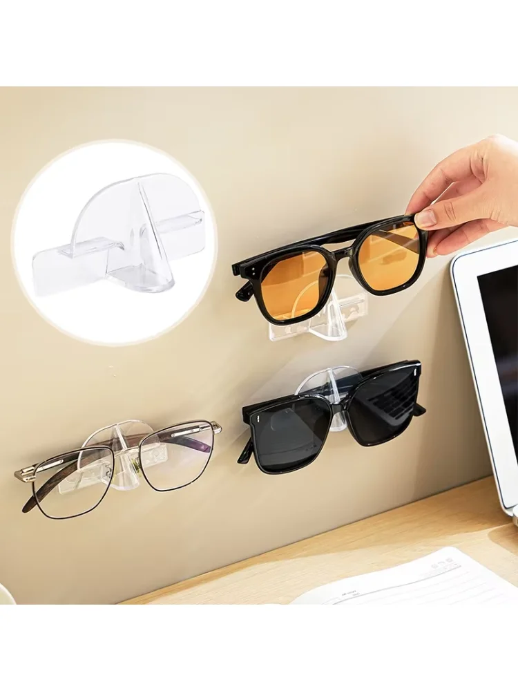 Self-adhesive Glasses Holder Wall Mounted Glasses Storage Shelf Hangable Glasses Stand Sunglass Storage Displayer Organizer