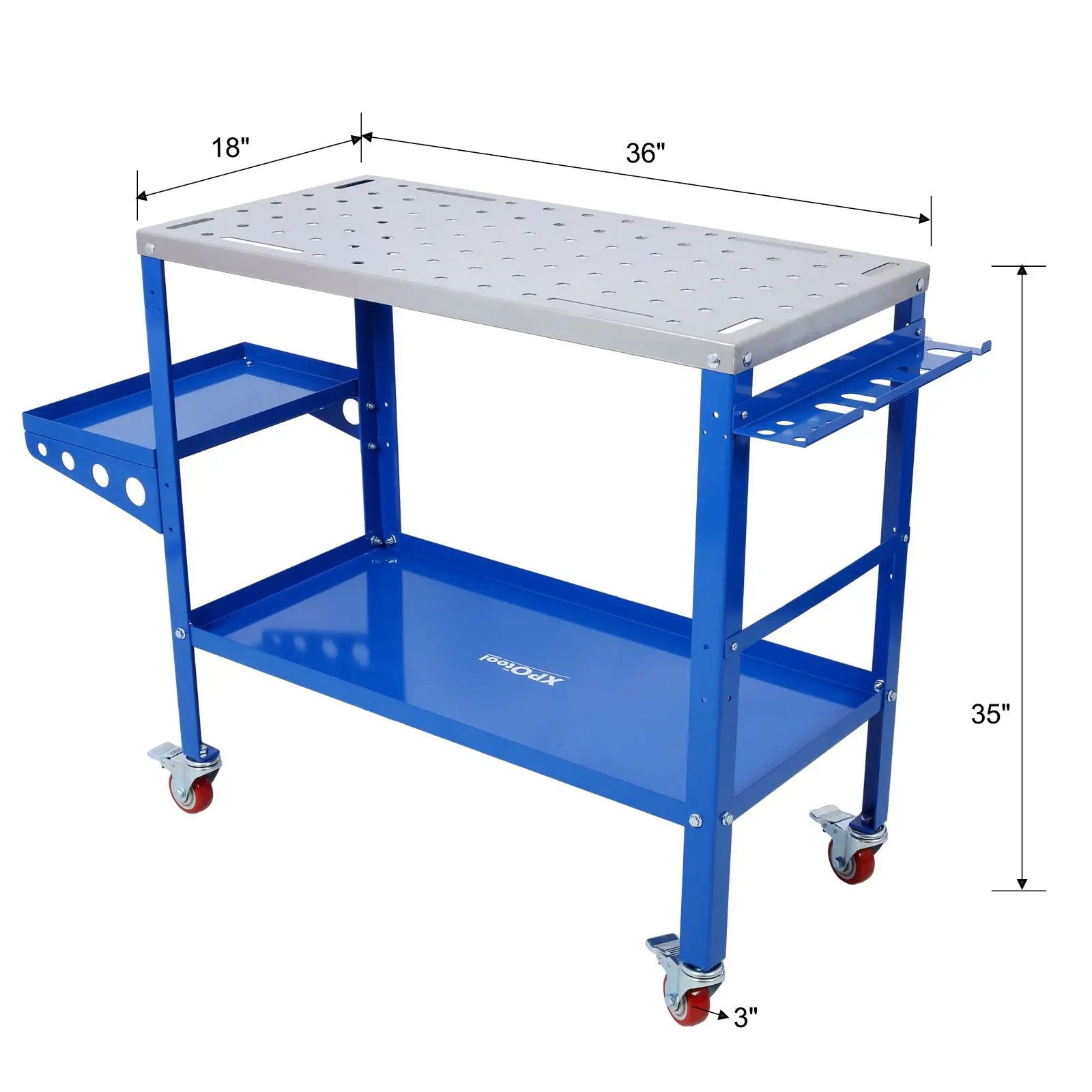 Welding Table 36"x18", 1200lbs Load Capacity Steel Welding Workbench Table on Wheels, Portable Work Bench with Braking Lockable