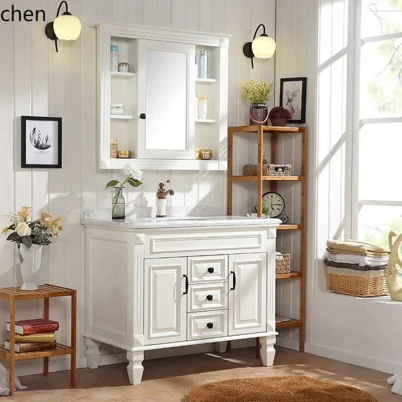 ys9bathroom cabinet ceramic integrated basin oak solid wood smart bathroom washstand face wash basin cabinet
