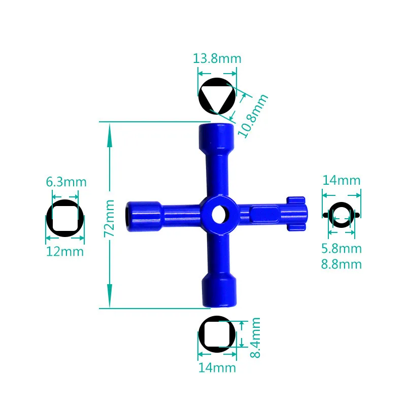 4 Ways Triangle Wrench Key Multifunction Cross Switch Plumber Keys For Gas Electric Meter Cabinets Bleed Radiators Home Hardware