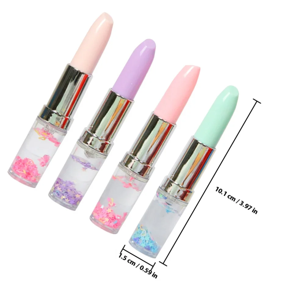 4Pcs Lipstick Shaped Pens Liquid Sand Colorful Gel Ink Ballpoint Pens Smooth Writing Creative Party Favor Gifts