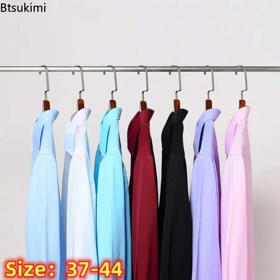 Classic White Shirts Men's Office Business Dress Shirts Fashion Solid Color Slim Casual Social Formal Shirt Men Clothing Blouses