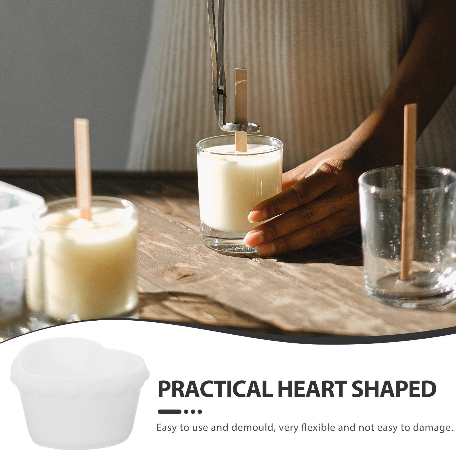 

2Pcs Heart Shape Silicone Mold for Making Easy to Use Demold Durable Practical Crafting Heart Silicone Molds