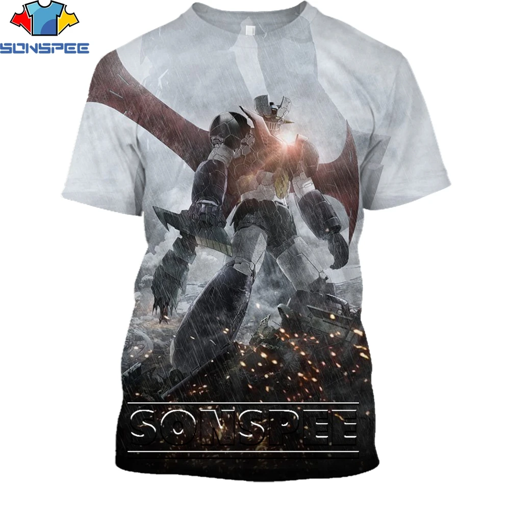 SONSPEE 3D Printing Mazinger Z Goldorak T-shirt Cartoon Anime Fashion Casual Loose Original Collar Men And Women Fashion Trend