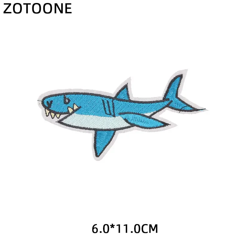 ZOTOONE Iron-on Shark Dolphin Patches Sew on Badge for Clothes Jeans Heat Transfers Embroidery for Kids DIY Patch Appliques G