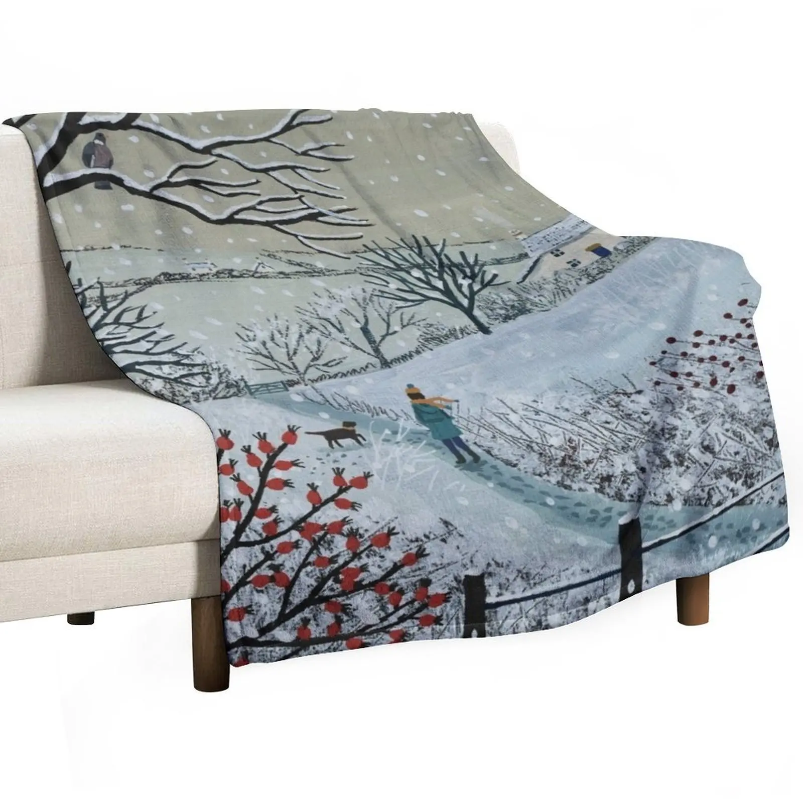 A Snowy Walk Throw Blanket Shaggy manga Luxury Thicken Warm Blankets