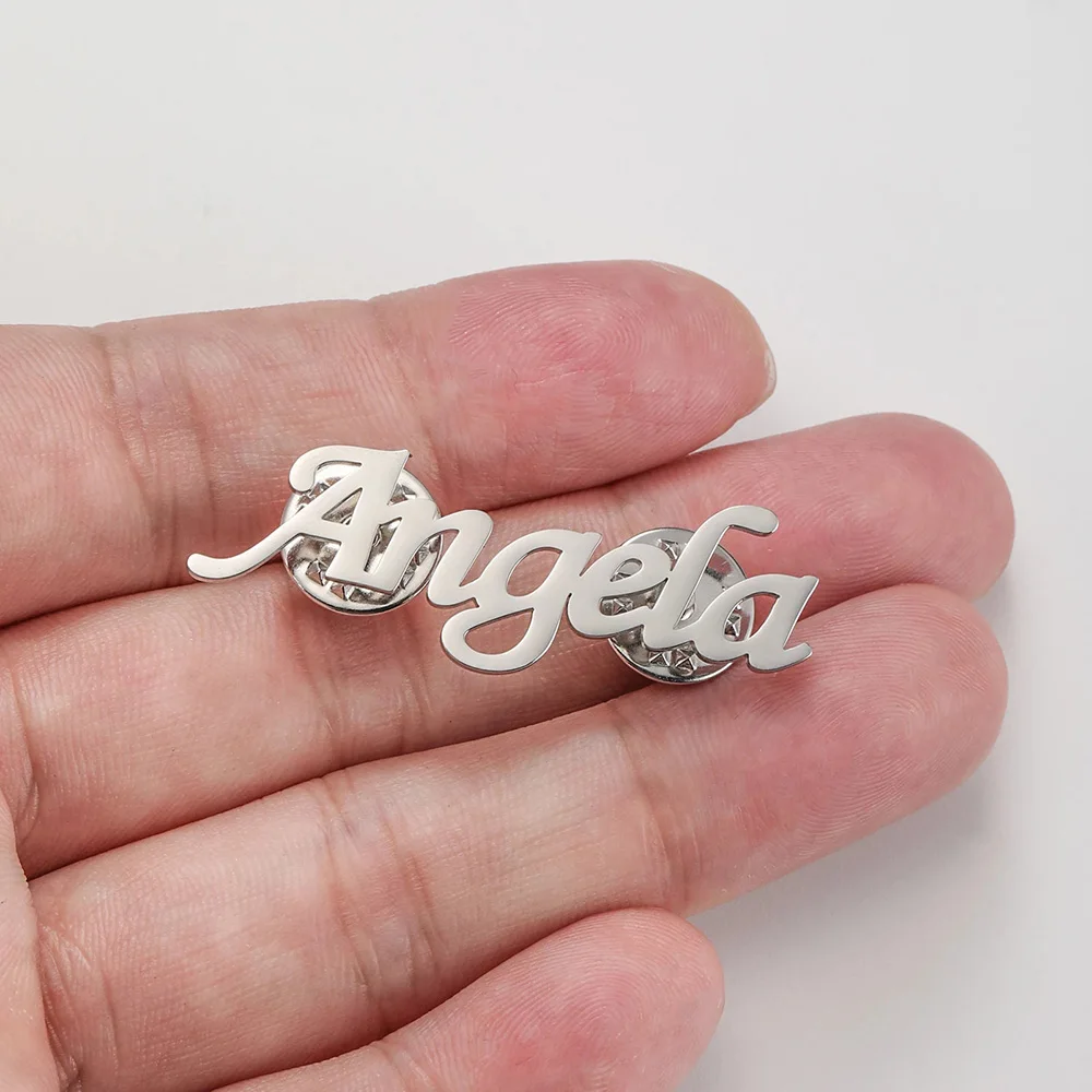 Customized Name Brooch, Personalized And Exquisite Font, Stainless Steel Double Needle Brooch, Exquisite Jewelry