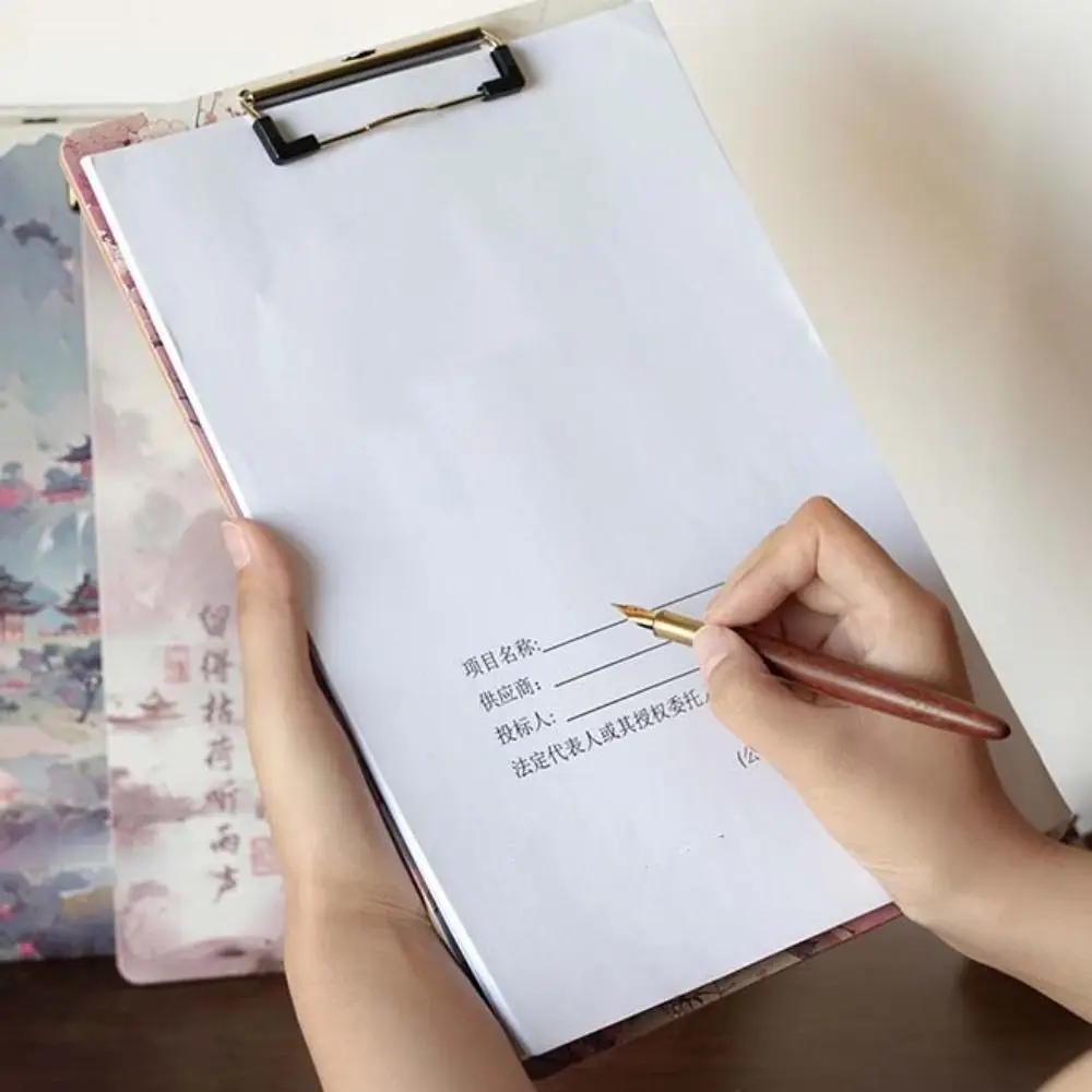 

Chinese Style Clipboard Document Holders Memo Clip Writing Pad Ancient Paper Storage A4 File Folder School Supplies