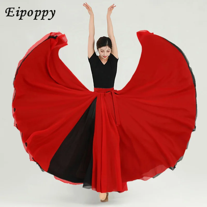 Classical dance skirt with double layered slit and half skirt on both sides