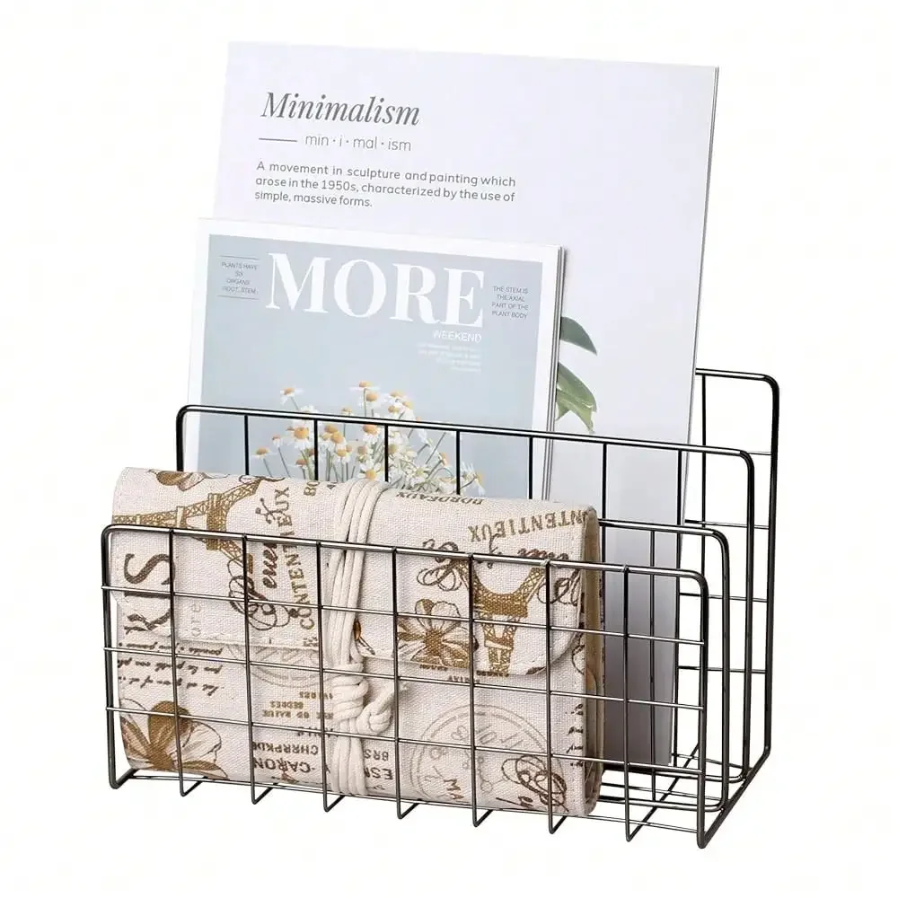 

Desktop Mail Organizer File Organizer Metal Wire Mail Sorter Letter Organizer Magazine Rack For Letters, Mails, Books, Postcards