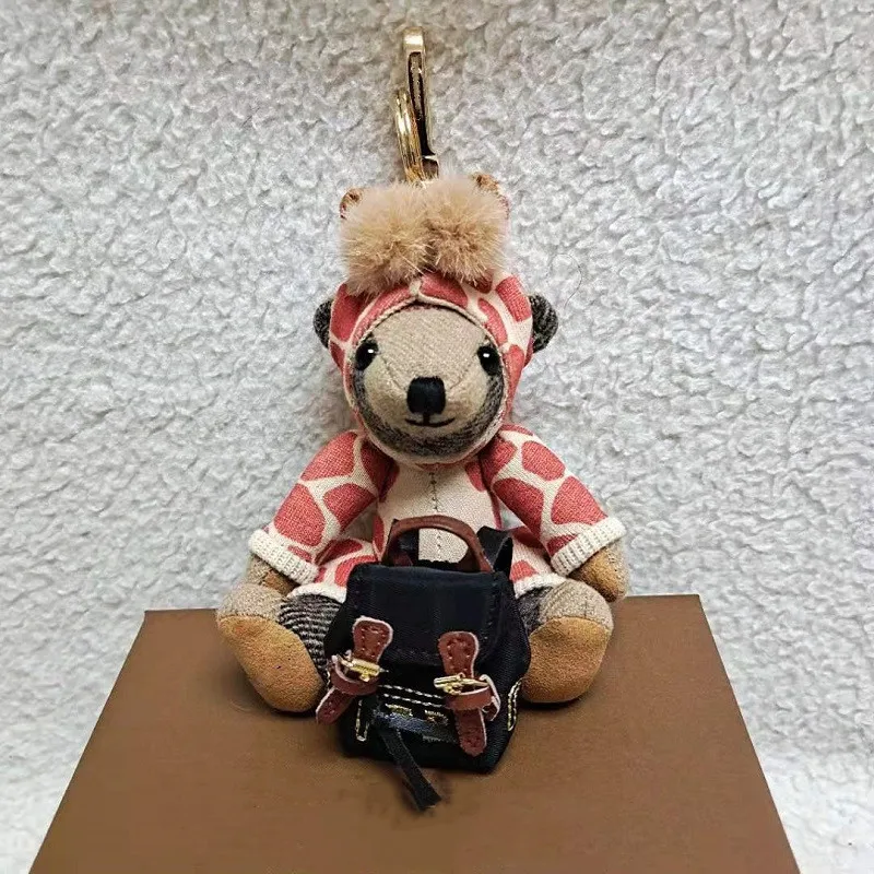 

Tartan Goat Hair Giraffe Car Hanger - Luxury Animal Keyring for Women/Men, Cashmere Bag Pendant Gift