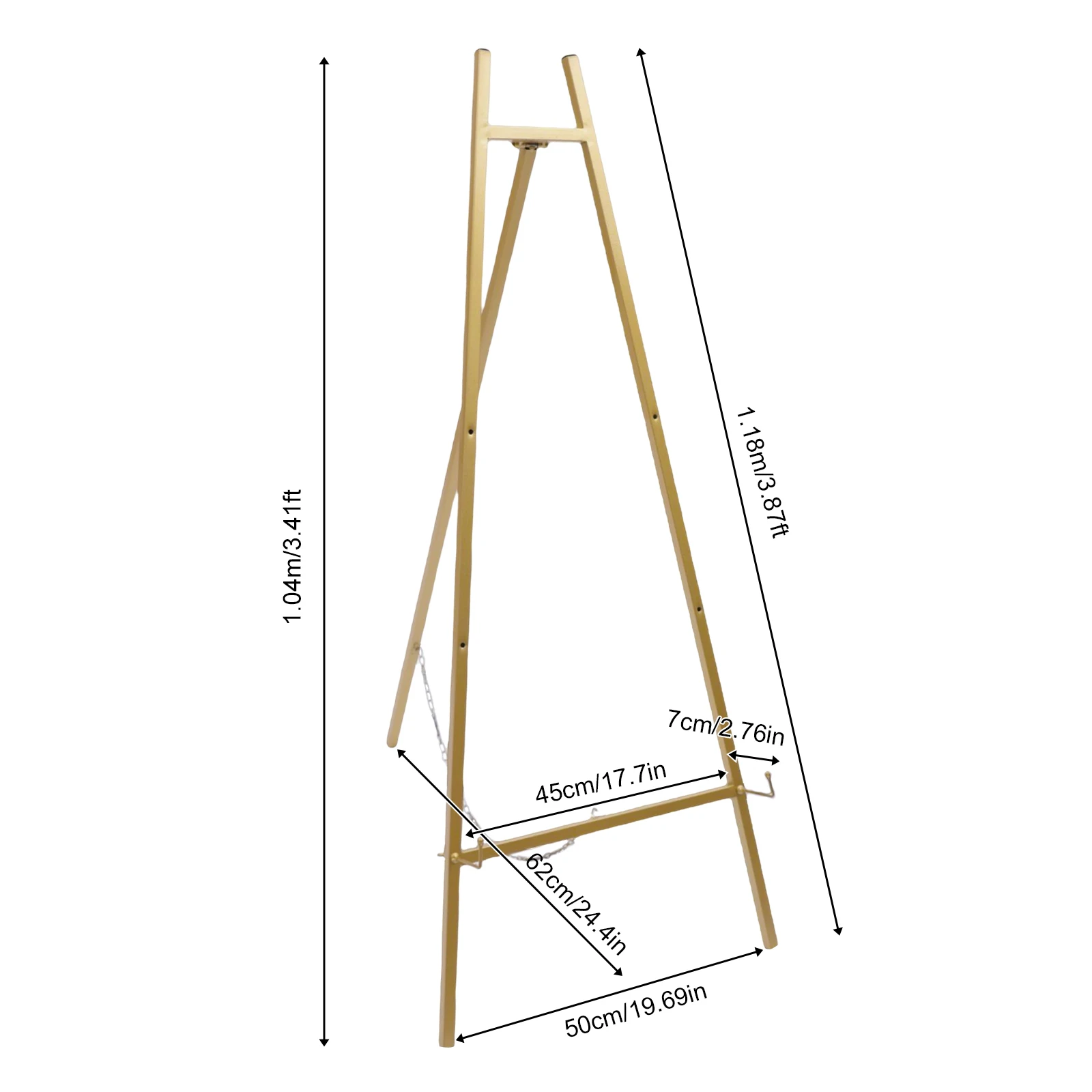 2-Pack Tall Steel Pipe Portable Floor Easel Stand Gold Finish, Adjustable Height & Angle Wedding Display Easel for Signs Posters Paintings, Foldable Heavy Duty 11.02lbs Capacity for Exhibitions Shops Events view 8