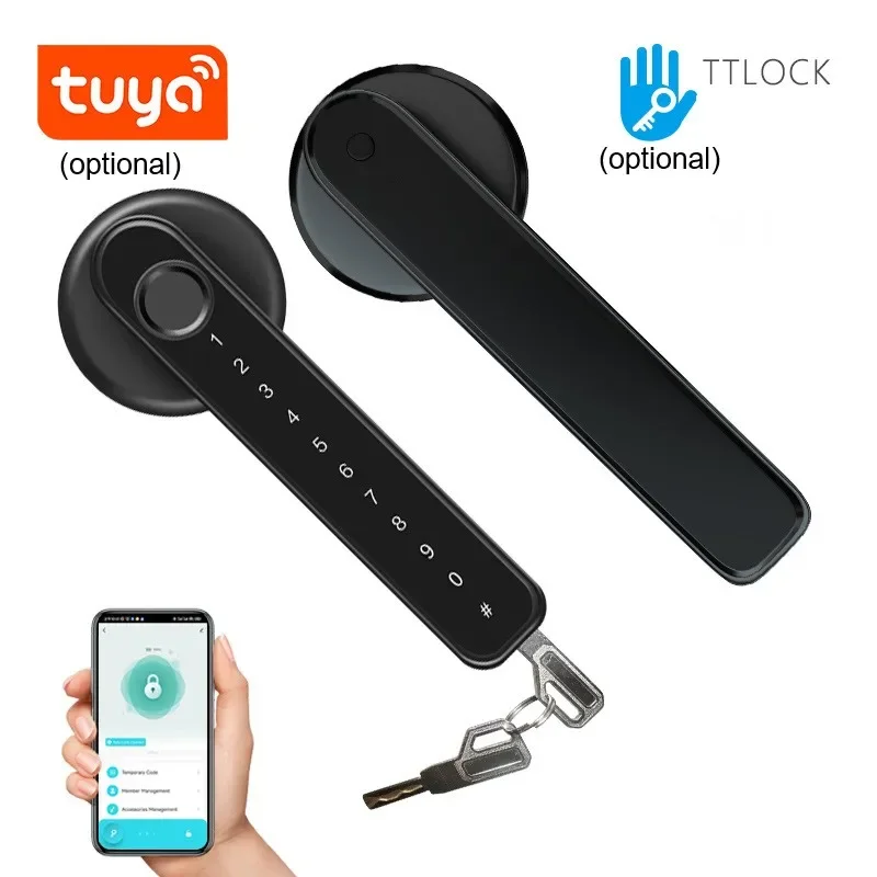 

Tuya/TTLock APP Smart Fingerprint Lock Password Code Door Lock Fingerprint Password Key APP Remote Unlock Electronic Handle Lock