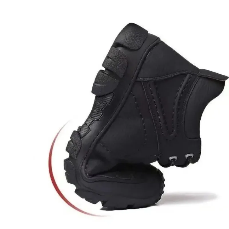 2025 New Cotton Shoes for Man Waterproof Chef Shoes Winter Snow Boots High Top Velvet Leather Shoes for Men Soft Ankle Boots