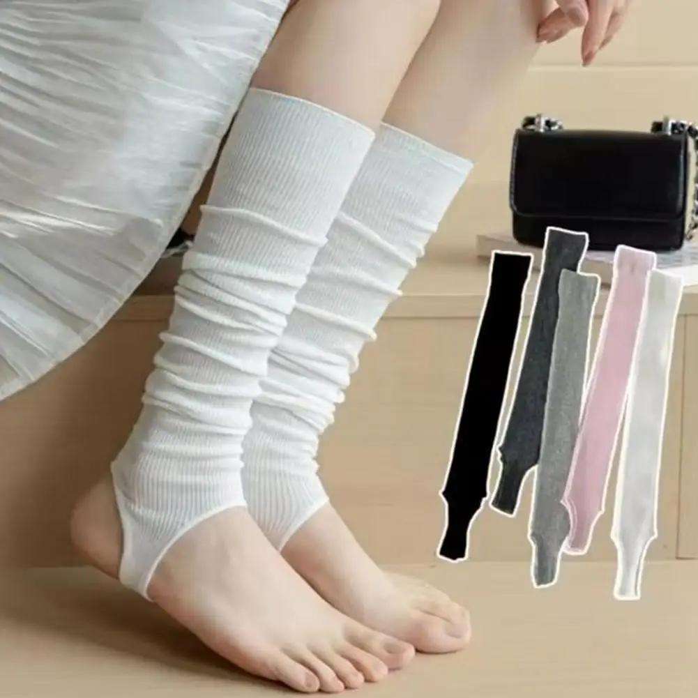 

Girls Summer Stirrup Socks Sun Protection Breathable Toeless Calf Socks Ballet Leg Warmers Scrunch Socks for Women Yoga Dance
