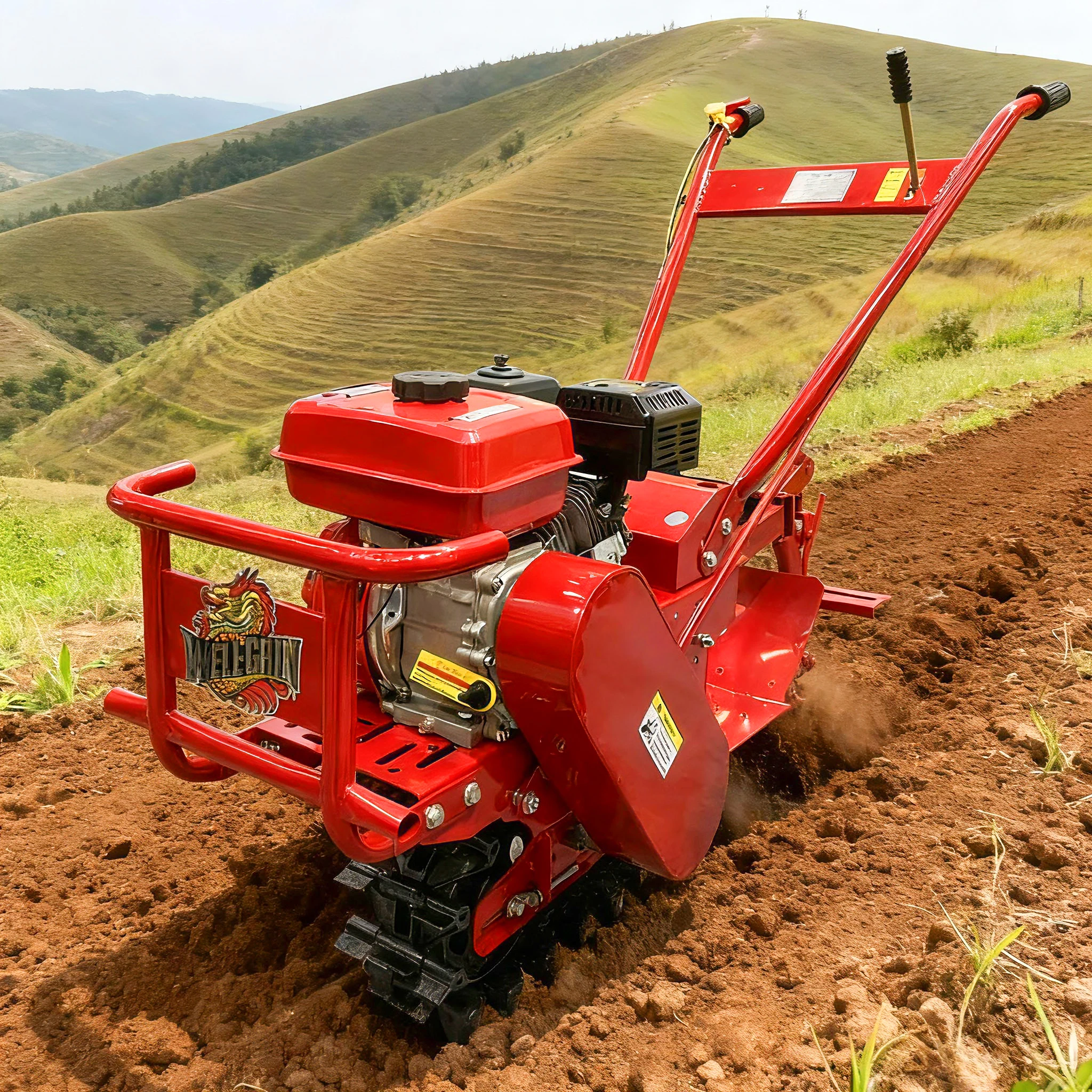 -Powered Mini Farm Cultivator High Productivity & Safety Low Noise for Garden Farm Use Weeding & Soil Cultivation