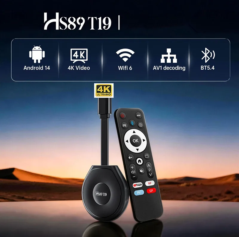 HS89 T19 Android 14.0 TV Box 4GB 32GB RK3539 2.4G/5G Wifi6 BT5.4 4k Media Player Set Top Box