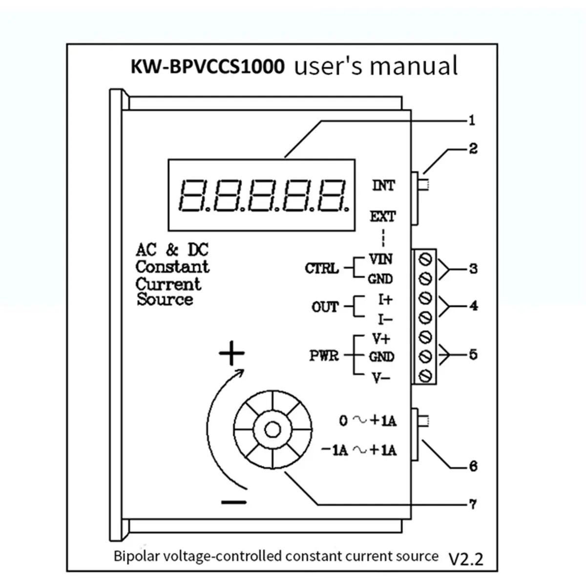 Voltage-Controlled Constant Current Source Positive and Negative 1A AC and DC Proportional Valve Adjustable Digit