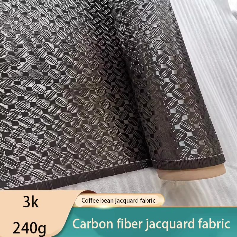 

real carbon fiber fabric Continuously rolled up without folding cut 3K 240g jacquard fabric cloth geometric pattern 1m wide