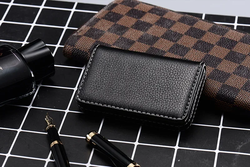 1pc PU Leder Visitenkarte Halter Mit Magnetische Schnalle Schlanke Tasche Name Karte Halter Große Kapazität Tragbare Kreditkarte Fall – Detail 10