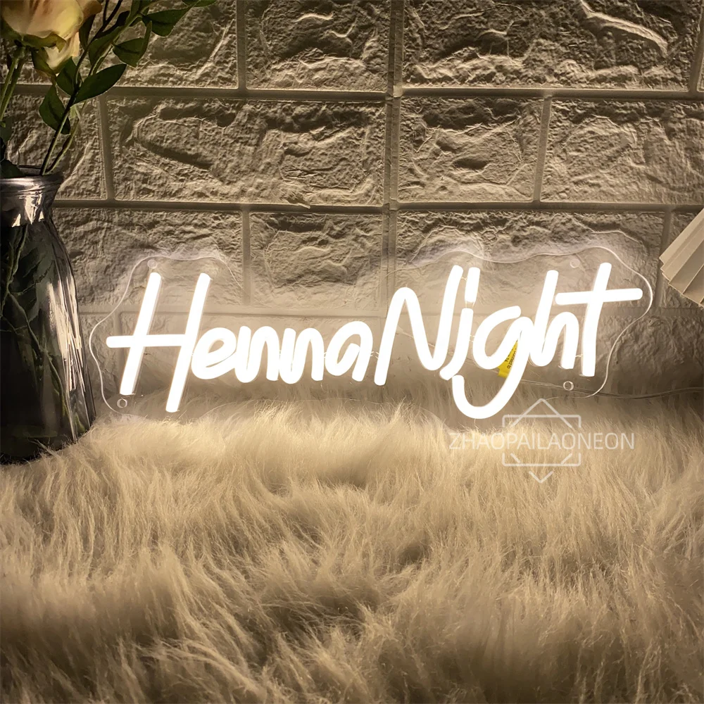 Henna Night Neon Led ป้ายแขวนผนัง Home Room Decor ความงามบาร์ตกแต่งคอนเสิร์ต Prom Night Pub LED นีออนไฟ USB ป้าย