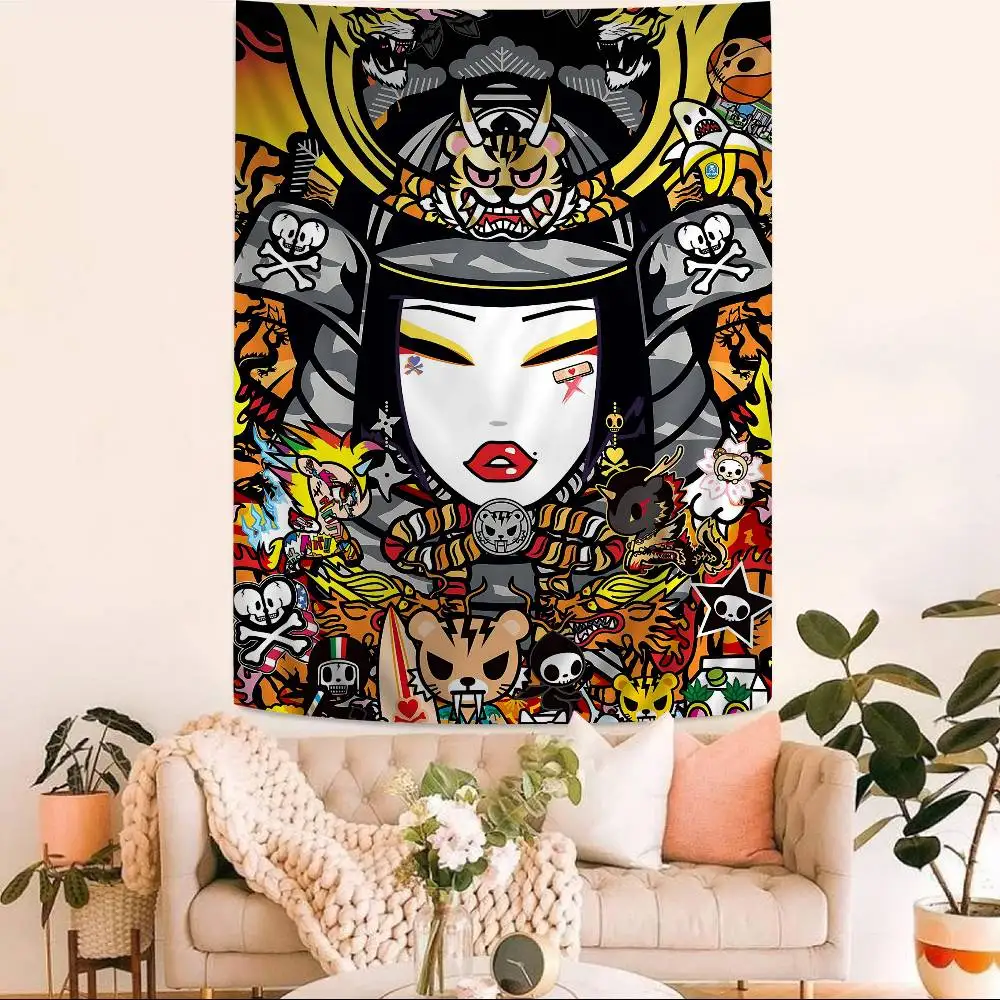 Japan Anime T-TokidokiS Printed Large Wall Tapestry Hanging Tarot Hippie Wall Rugs Dorm Art Home Decor