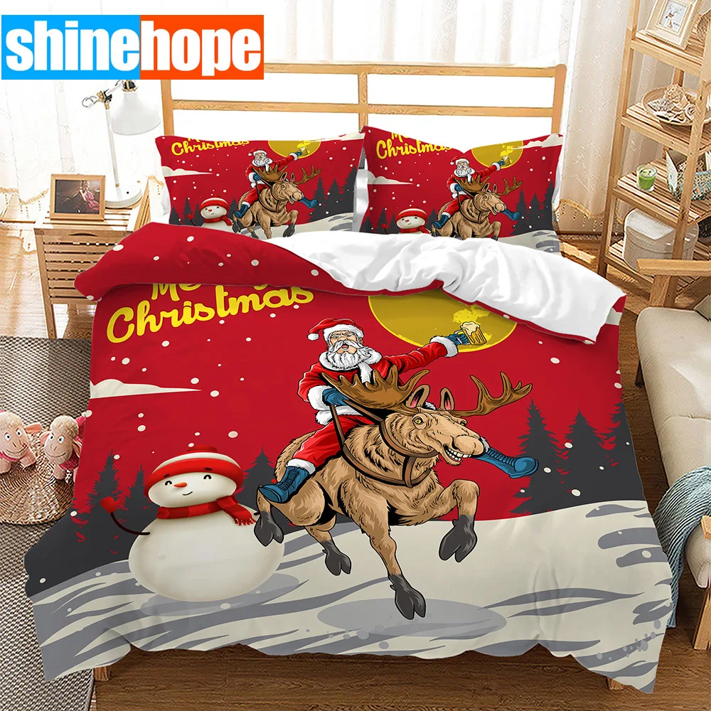 

Рождественский комплект постельного белья Санта Лось пододеяльник постельное белье полный двойной одинарный 3 шт. детское одеяло для спальни пододеяльник наволочка