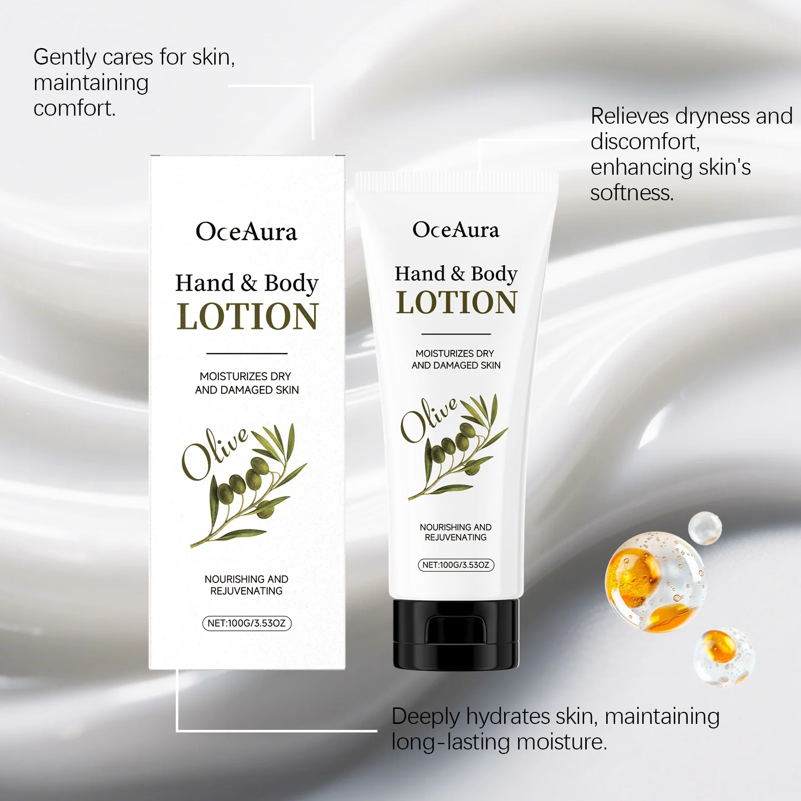 

OCEAURA Olive Body Massage Lotion Firm Skin Enhance Elasticity Improve Roughness Brighten Luster Deep Hydrate Body Sooth Lotion