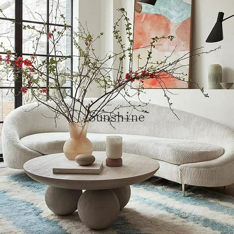 

Medieval silent wind simple modern small apartment art round coffee table