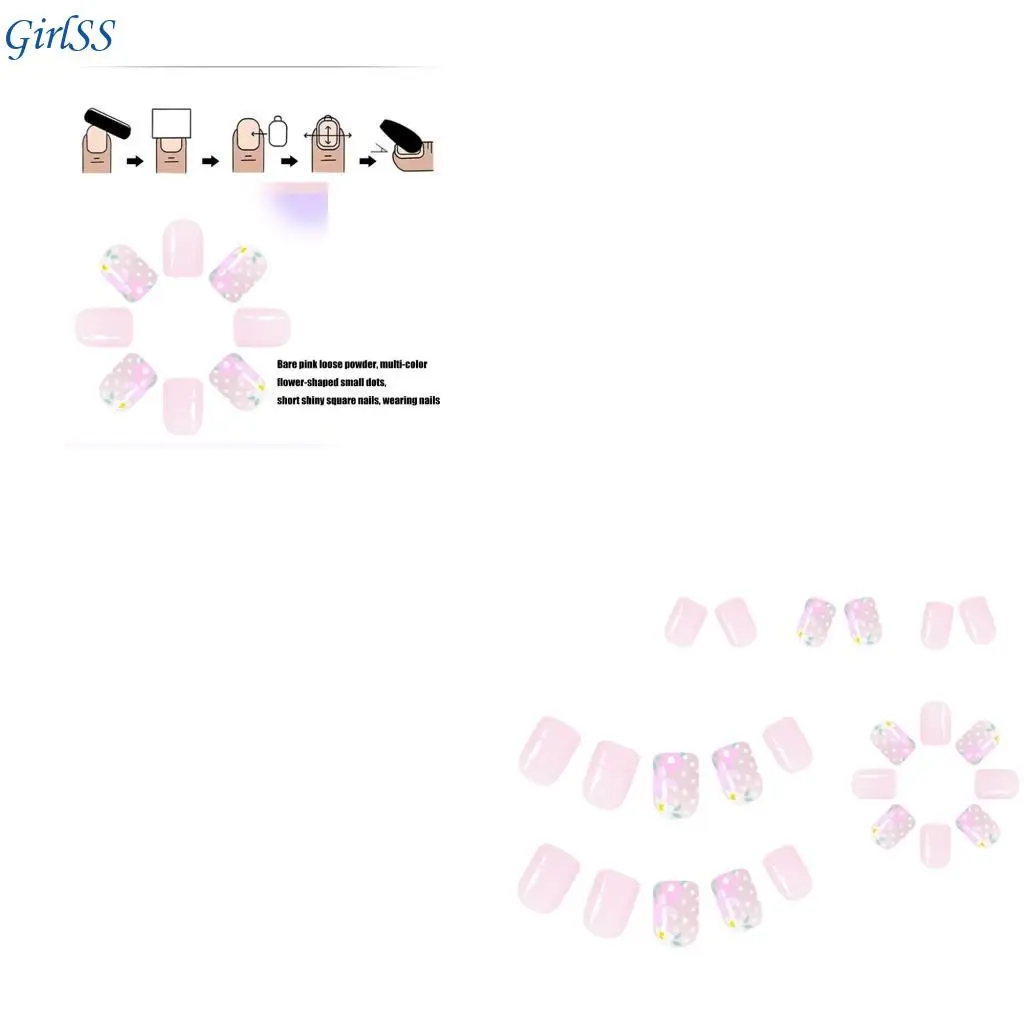 24 pezzi stampa quadrata sulle punte francesi per unghie colle per unghie finte sull'unghia artificiale T4MB