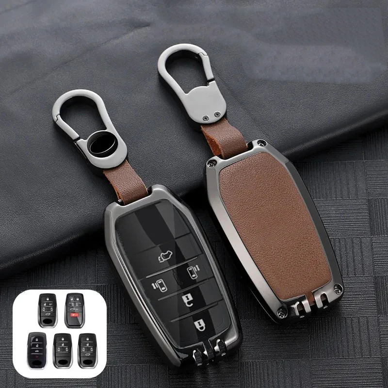 

Metal Leather 3 4 5 6 Button for Toyota Camry Hilux Alphard Vellfire SIENNA 2021 2022 Car Key Case Cover Fob Keychain Accessorie