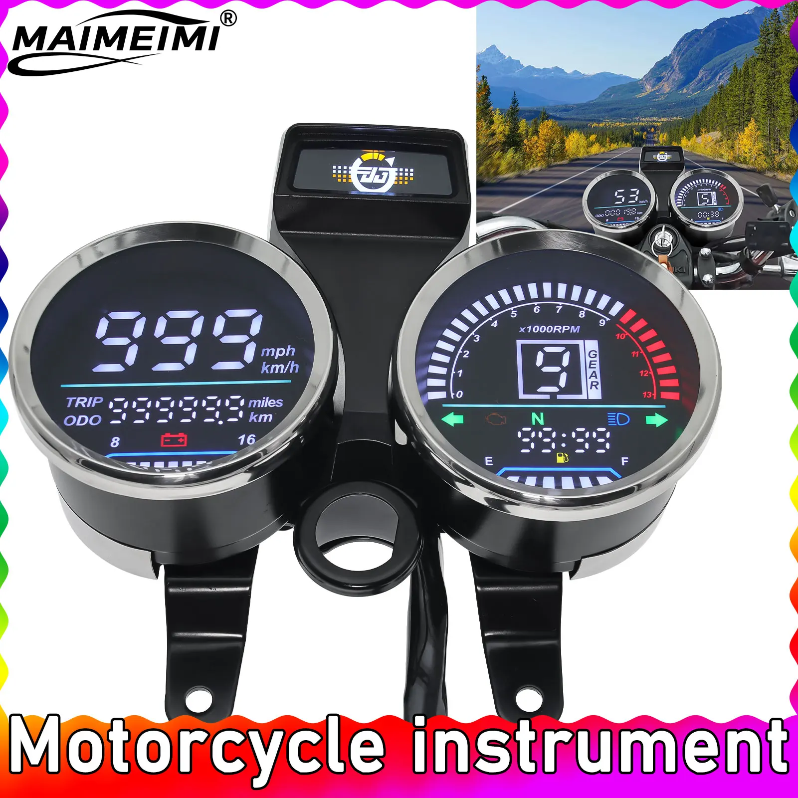 

Digital Tachometer Motorcycle Speedometer MPH Km/h Hour Counter Speed Meter Odometer Gauge Gear Indicator Instrument for Suzuki