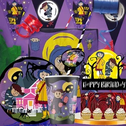 Cartoon Coraline theme party supplies tableware cup plate topper kid baby girls birthday party decoration baby shower