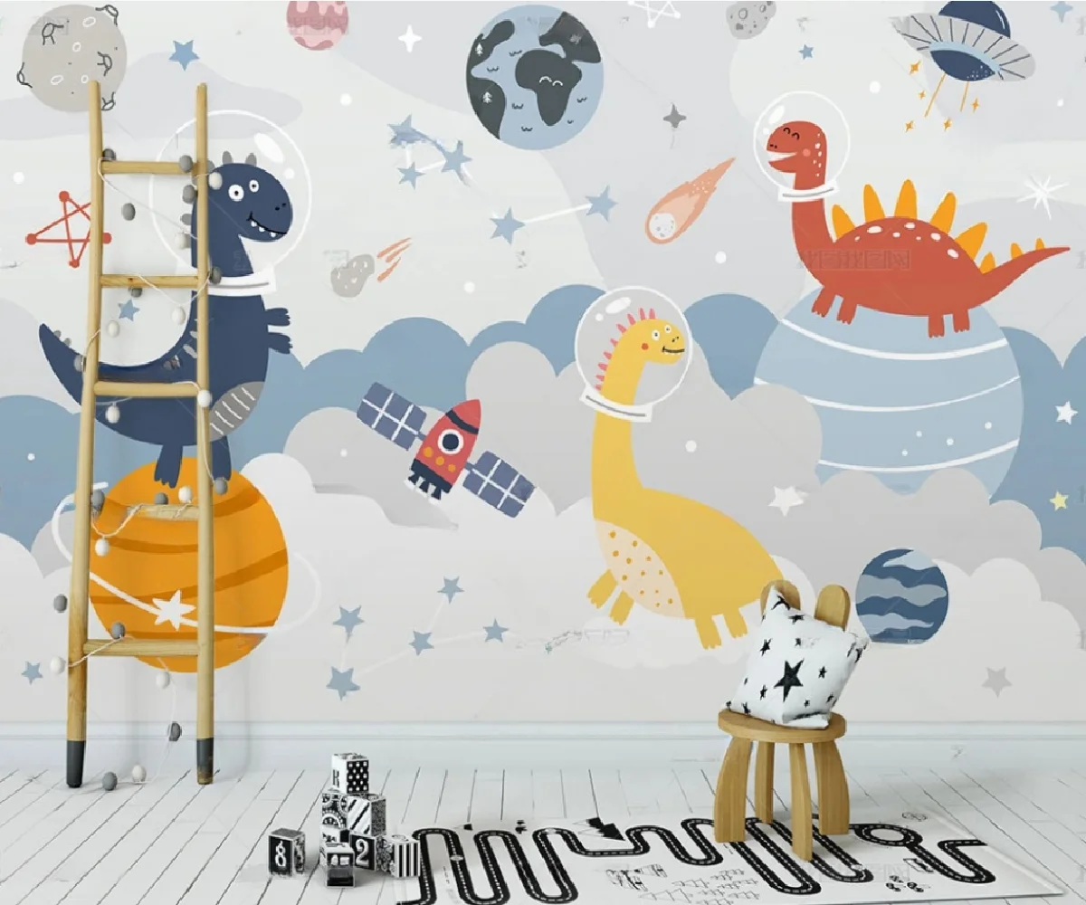 Custom Wallpaper Cartoon Children Dinosaur Mountain Mural Home Decoration Kindergarten Cartoon Background WALL 3d wallpaper
