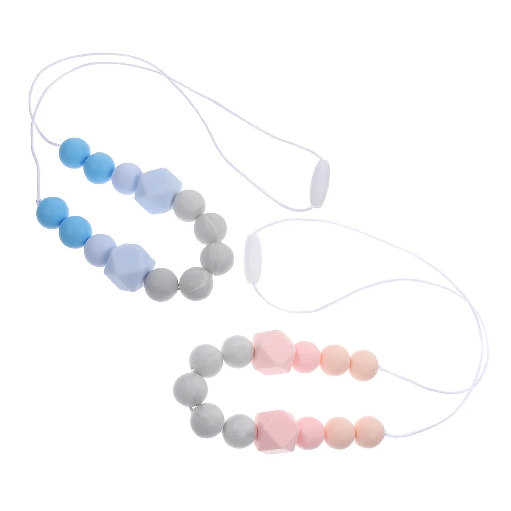 

2Pcs Fashionable Teething Necklace for Baby Girl Boy Chewable Sensory Pendant for Infants Comfortable Baby Teething Aid