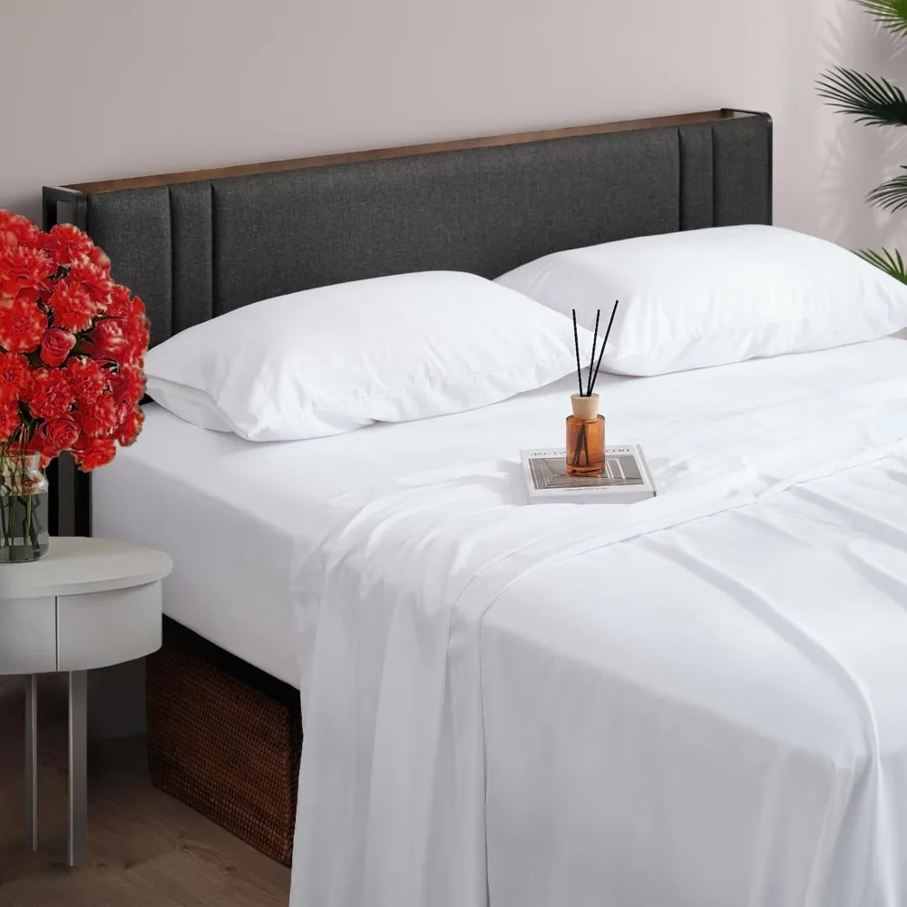 

4 Piece Queen Size Bed Set, Upgraded Cooling Deep Pocket Comfy Breathable Hotel Luxury Bedding, Extra Soft & Wrinkle Free Sheets