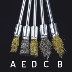 2pcs 6.0mm Shank Wire Brush Big Size Brass Stainless Steel Wire Polishing Brush Dremel Rotary Tool Metal Polishing Tool 5Type
