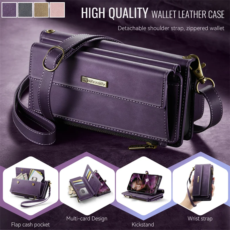 

Crossbody Lanyard Wallet Flip Leather Phone Case for iPhone 16 16E 15 Plus 14 11 12 13 Pro Max XS X SE 2 Wristband Purse Cover