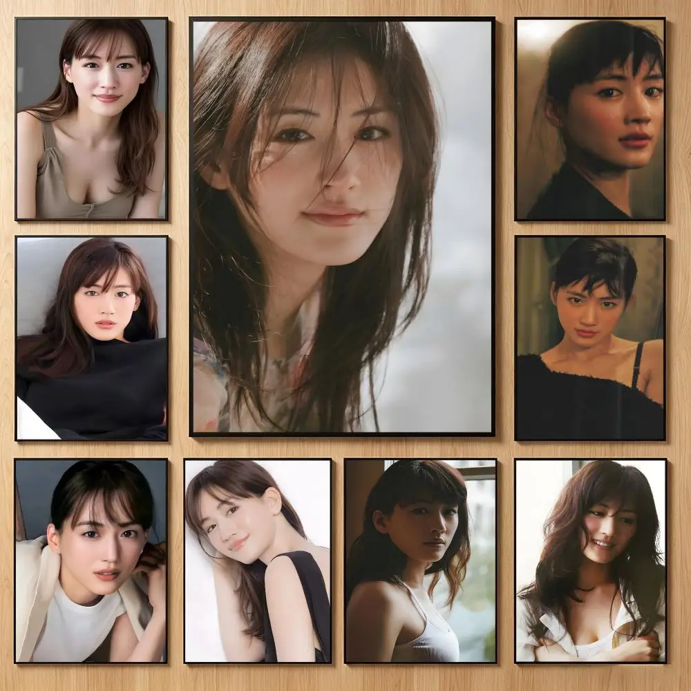 Graceful Actress H-Haruka Ayase Poster Classic Self-Adhesive PP Wall Sticker for Living Room Bar Decor Gift