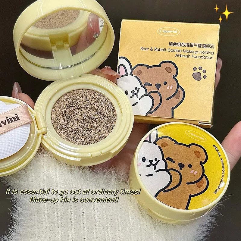 Moisturizing Concealer Air Cushion Foundation Cream Light Natural Waterproof Brighten High Coverage Base Makeup Cosmetics