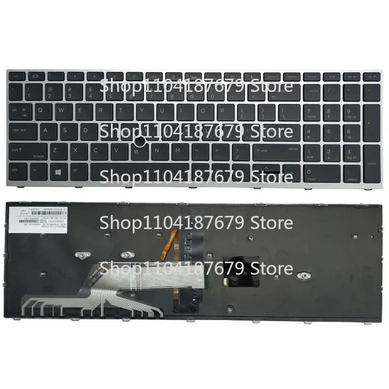 1pcs US Sliver Keyboard Backlit For HP ProBook 650 G4 650 G5 655 G4 655 G5 L09593-001